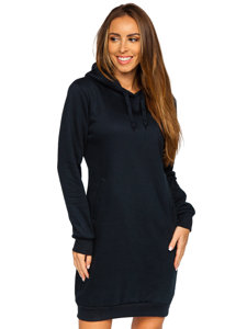 Hosszú női pulcsi kapucnival fekete színben Bolf YS10005