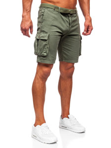 Khaki színű katonai szövet férfi rövidnadrág övvel Bolf 010