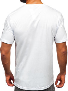 Mintás férfi pamut póló fehér színben Bolf 14784