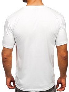 Mintás férfi póló fehér színben Bolf 14802