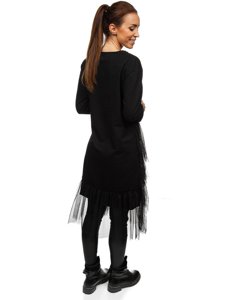Mintás női ruha fekete Bolf 30655