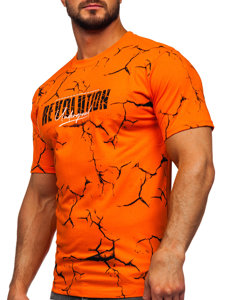 Narancssárga férfi pamut póló mintával Bolf 14717