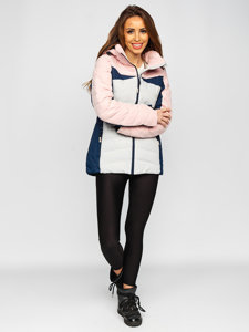 Rózsaszín téli női dzseki kapucnival Bolf B2378