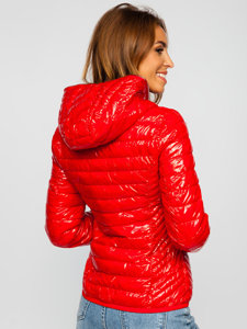Steppelt átmeneti női dzseki kapucnival piros színben Bolf 9752