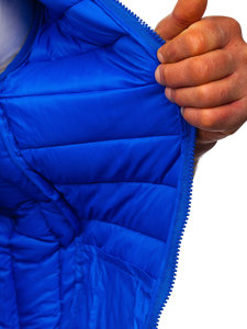 Steppelt férfi mellény kapucnival kék színben Bolf LY36