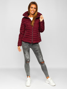 Steppelt téli női dzseki kapucni nélkül bordó színben Bolf 23063