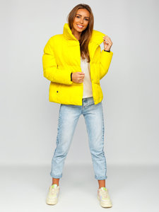 Steppelt téli női dzseki kapucni nélkül sárga színben Bolf 23062