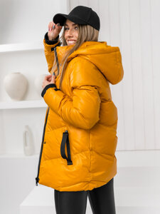 Steppelt téli női dzseki kapucnival camel színben Bolf 23065