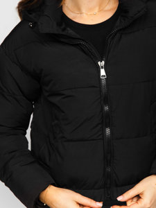 Steppelt téli női dzseki kapucnival fekete színben Bolf 16M9080