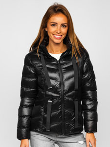Steppelt téli női dzseki kapucnival fekete színben Bolf 23066