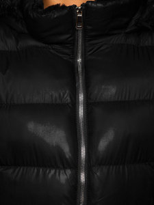 Steppelt téli női dzseki kapucnival fekete színben Bolf 23067