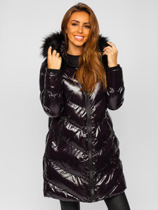 Steppelt téli női dzseki kapucnival fekete színben Bolf 23069