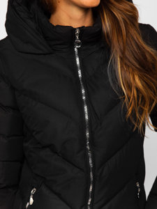 Steppelt téli női dzseki kapucnival fekete színben Bolf 5M725
