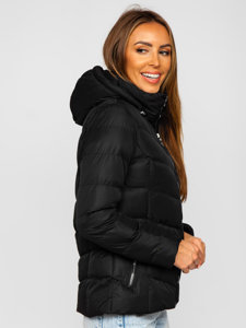 Steppelt téli női dzseki kapucnival fekete színben Bolf 5M726