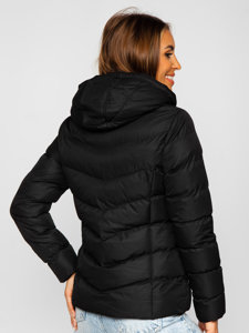 Steppelt téli női dzseki kapucnival fekete színben Bolf 5M726