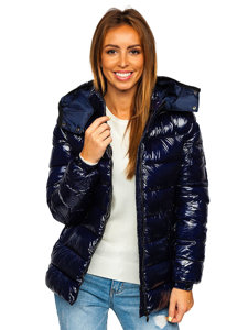 Steppelt téli női dzseki kapucnival gránátkék színben Bolf B9583