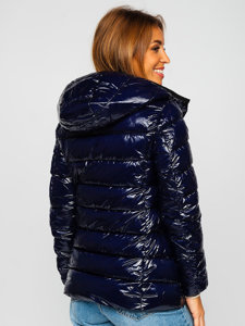 Steppelt téli női dzseki kapucnival gránátkék színben Bolf B9583