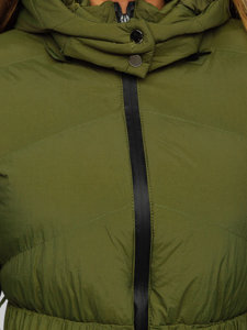 Steppelt téli női dzseki kapucnival khaki színben Bolf 23060