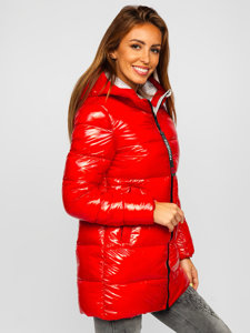 Steppelt téli női dzseki kapucnival piros színben Bolf B9545