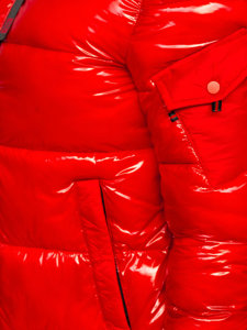 Steppelt téli női dzseki kapucnival piros színben Bolf B9545