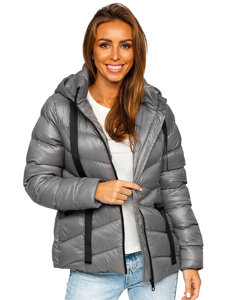 Steppelt téli női dzseki kapucnival szürke színben Bolf 23066