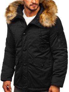 Téli férfi alaska parka dzseki fekete Bolf JK355