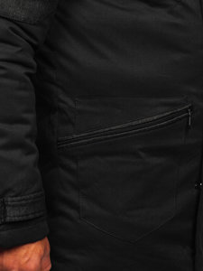 Téli férfi parka dzseki fekete színben Bolf 22M116