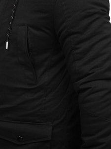 Téli férfi parka dzseki fekete színben Bolf M120