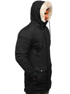 Téli férfi parka dzseki fekete színben Bolf M120