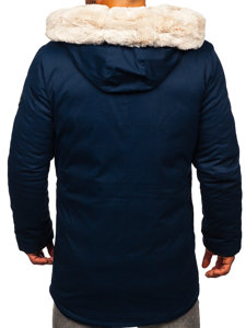 Téli férfi parka dzseki gránátkék színben Bolf 22M119