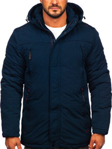 Téli férfi parka dzseki gránátkék színben Bolf 5M717