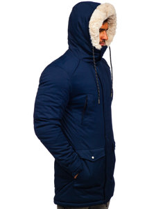 Téli férfi parka dzseki gránátkék színben Bolf M120
