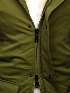 Téli férfi parka dzseki khaki színben Bolf M120