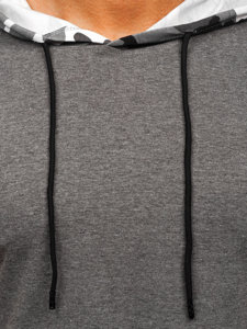 Terepmintás grafit színű férfi póló kapucnival Bolf 8T970