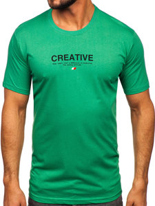 Zöld színű férfi pamut póló mintával Bolf 14759